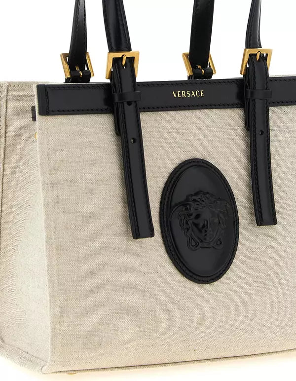 Borsa tote in lino beige