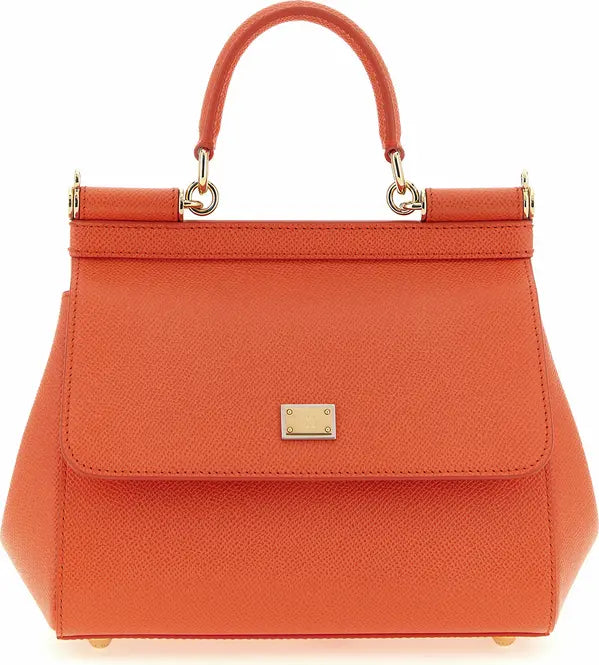 Borsa a mano in pelle arancione