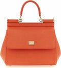 Borsa a mano in pelle arancione