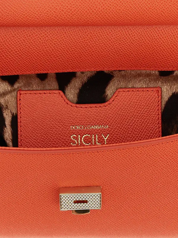 Borsa a mano in pelle arancione